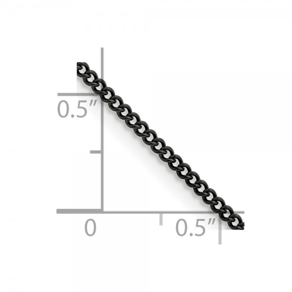 Stainless Steel Polished Black IP-plated 2.25mm Round Curb Chain