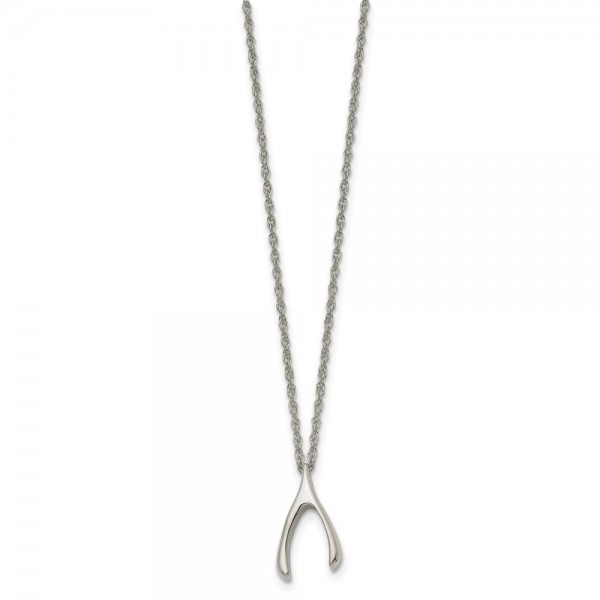 Stainless Steel Polished Wishbone 16in Necklace