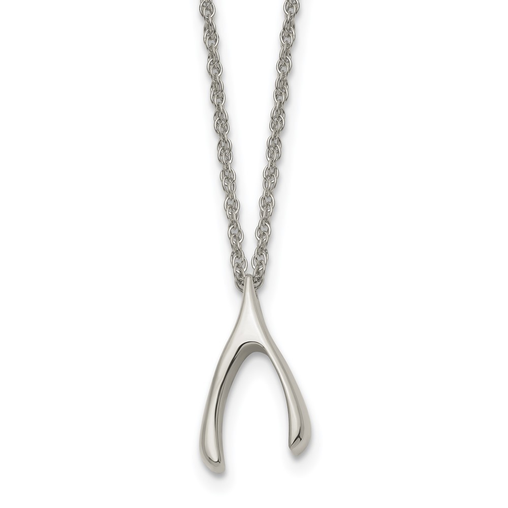 Stainless Steel Polished Wishbone 16in Necklace