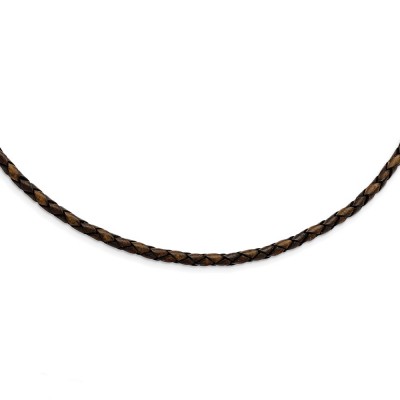 4mm Genuine Leather Hexagon Weave 20in Necklace
