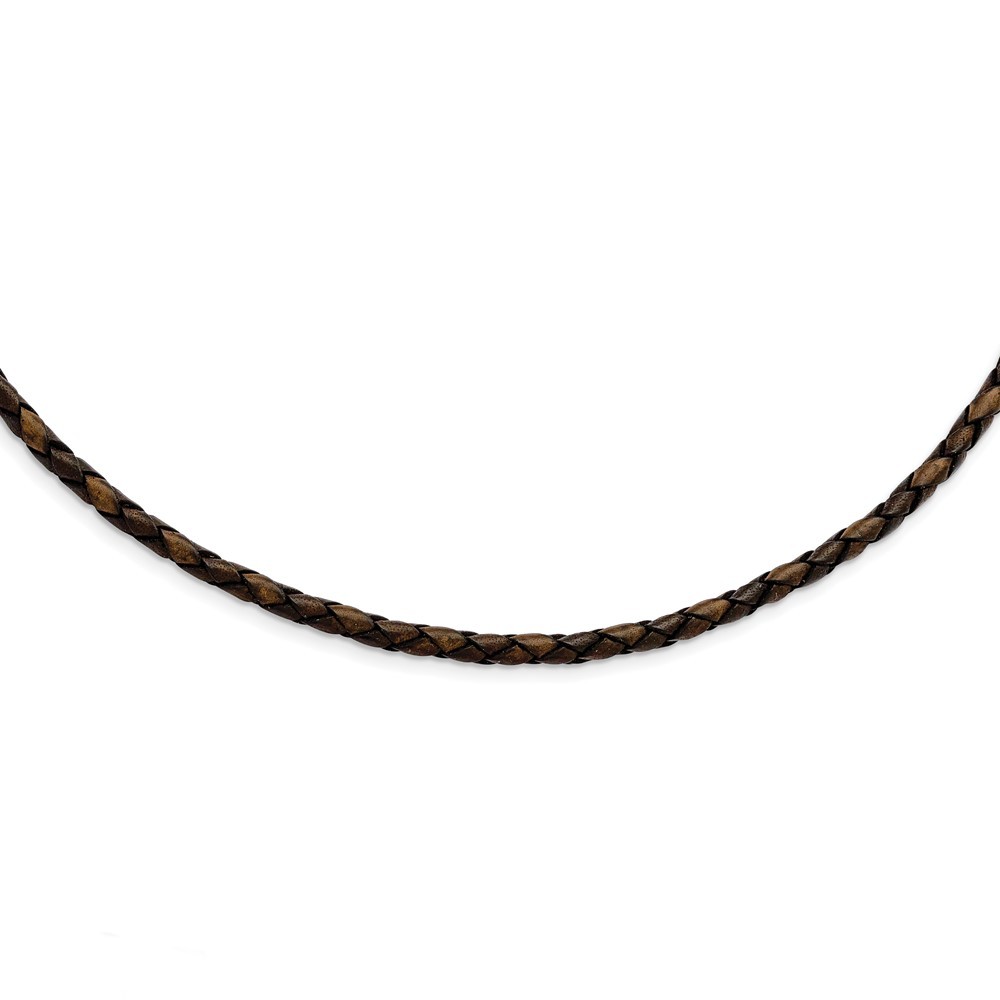 4mm Genuine Leather Hexagon Weave 20in Necklace