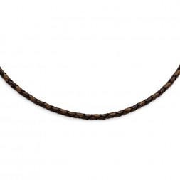 4mm Genuine Leather Hexagon Weave 20in Necklace