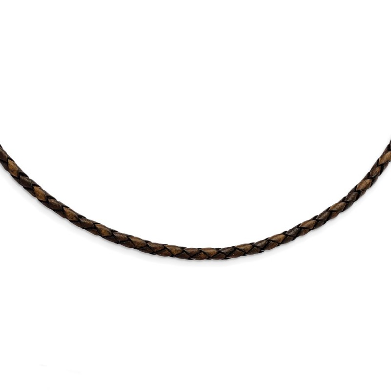 4mm Genuine Leather Hexagon Weave 20in Necklace