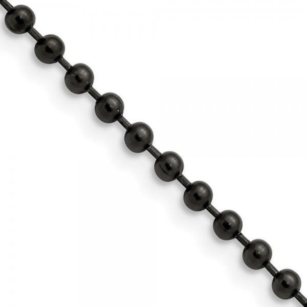 Stainless Steel Polished Black IP-plated 3mm 24in Ball Chain