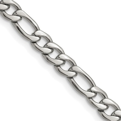 Stainless Steel Polished 6.3mm 24in Figaro Chain