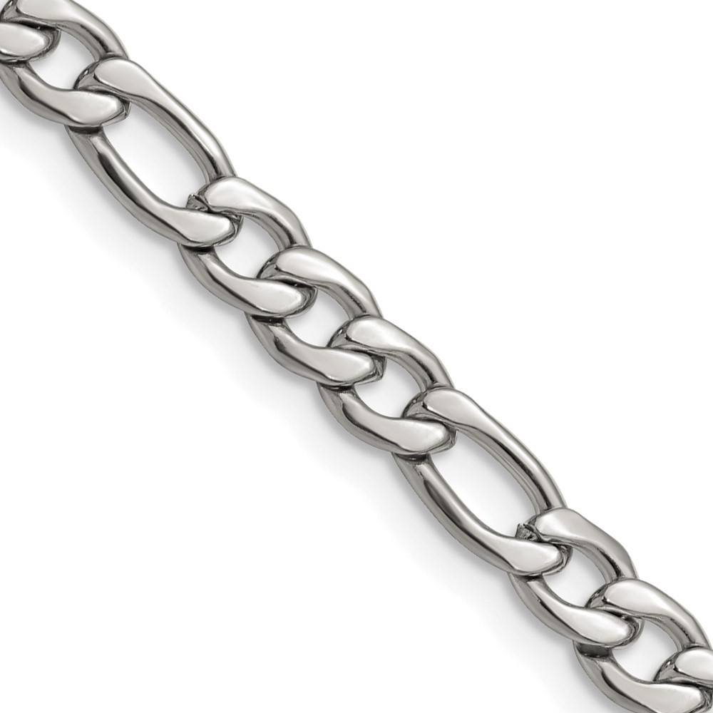 Stainless Steel Polished 6.3mm 24in Figaro Chain