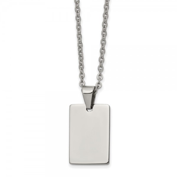 Stainless Steel Polished Dog Tag 18in Necklace