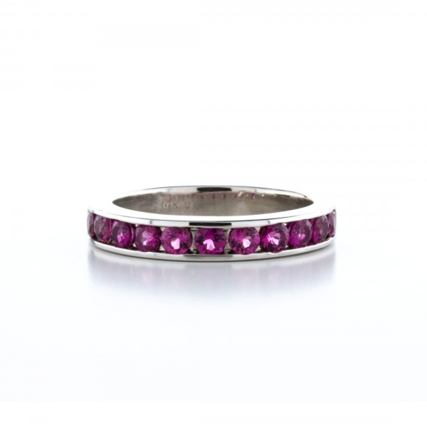 14Kt White Gold Pink Tourmaline Band (.85ctw)