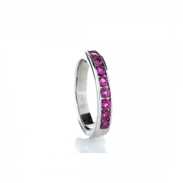 14Kt White Gold Pink Tourmaline Band (.85ctw)