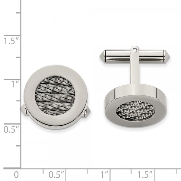Titanium & Steel Wire Brushed and Polished Cuff Links