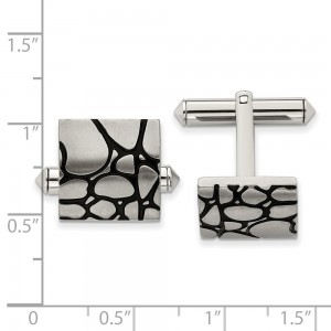 Titanium Brushed w/Black Enamel Cuff Links
