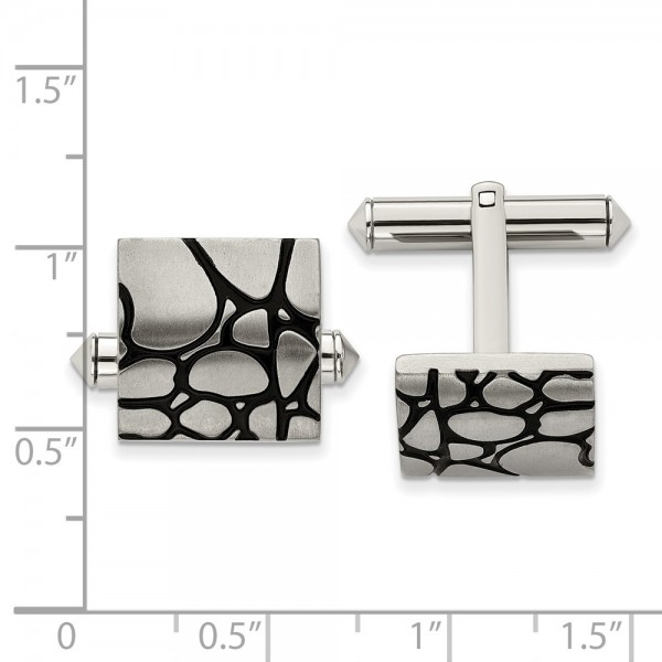 Titanium Brushed w/Black Enamel Cuff Links