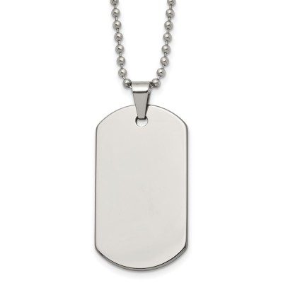 Tungsten Polished Dog Tag 22in Necklace