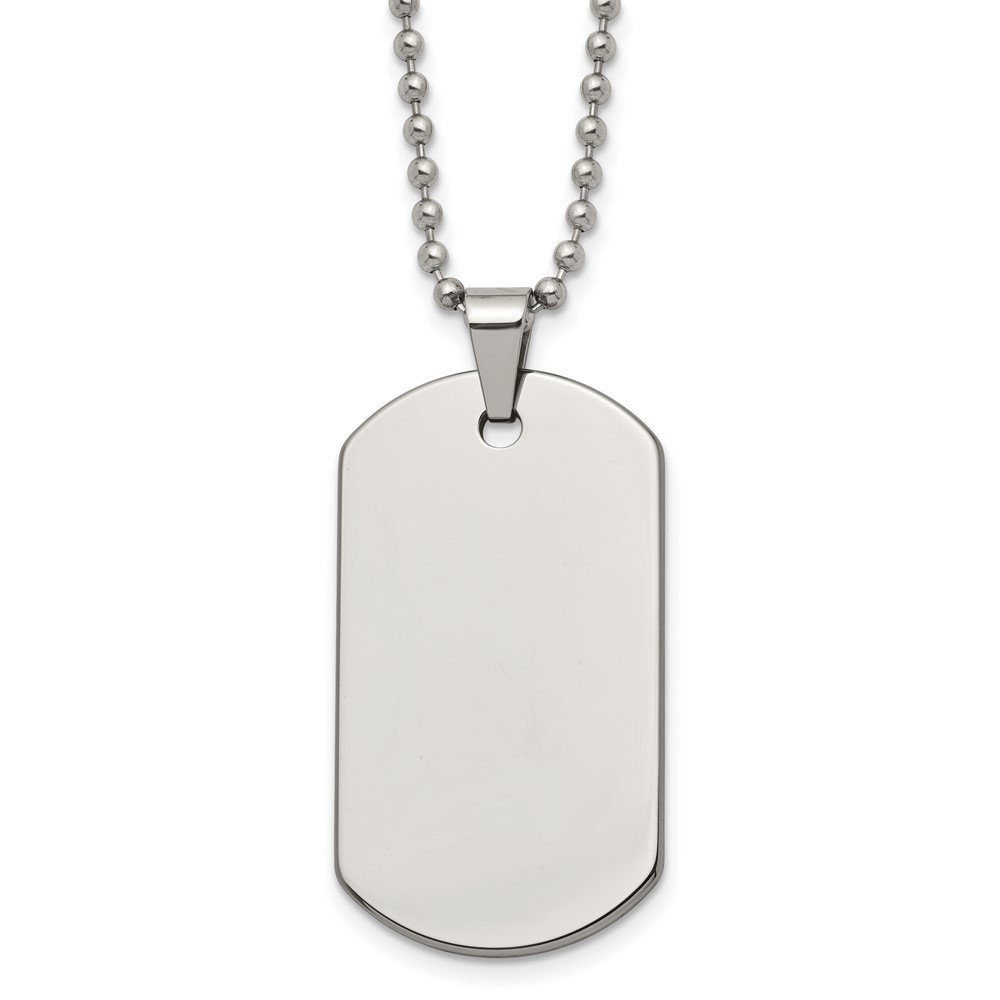 Tungsten Polished Dog Tag 22in Necklace