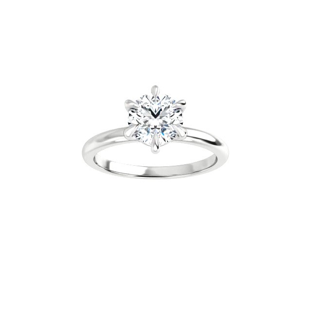 14K White 6.5 mm Round Solitaire Engagement Ring Mounting