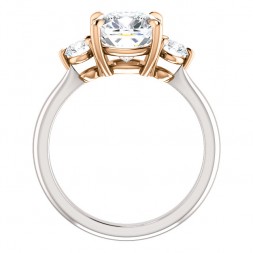 14K White/Rose 8x8 mm Moissanite Cushion Engagement Ring