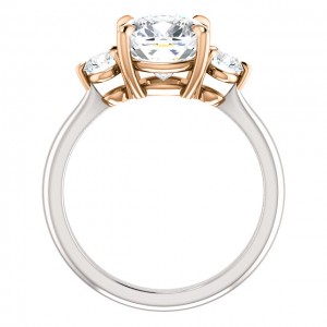 14K White/Rose 8x8 mm Moissanite Cushion Engagement Ring