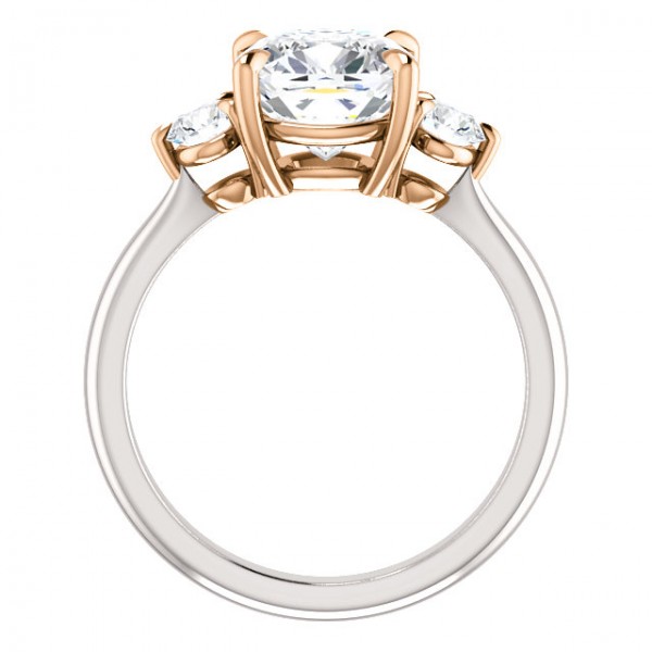 14K White/Rose 8x8 mm Moissanite Cushion Engagement Ring