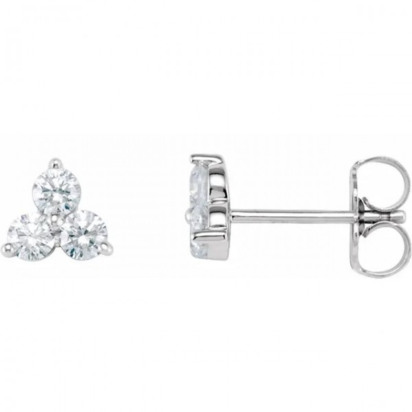 14K White 1/3 CTW Diamond Three-Stone Earrings