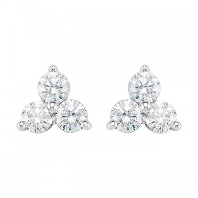 14K White 1/3 CTW Diamond Three-Stone Earrings