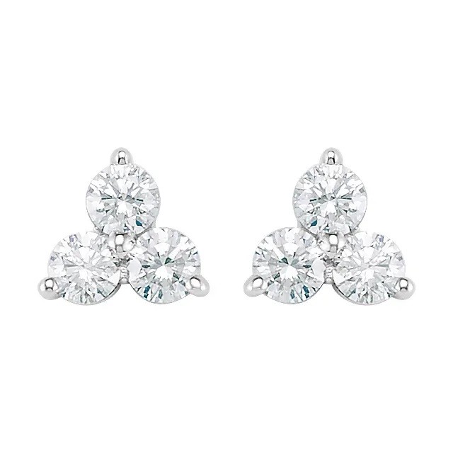 14K White 1/3 CTW Diamond Three-Stone Earrings