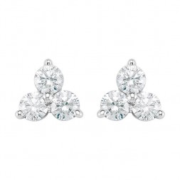 14K White 1/3 CTW Diamond Three-Stone Earrings