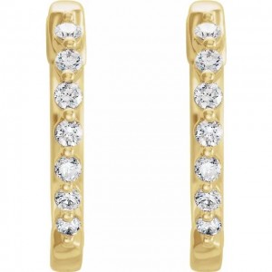 14K Yellow 1/5 CTW Diamond Hoop Earrings