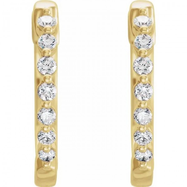 14K Yellow 1/5 CTW Diamond Hoop Earrings