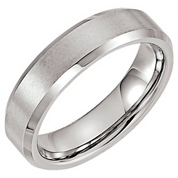 Tungsten 6 mm Satin & Polished Beveled Band