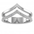 Chevron Twin Half Gold Half Diamond Ring