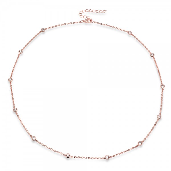 Ladies Sterling Silver with Rose Gold Plating CZs By The Yard 36