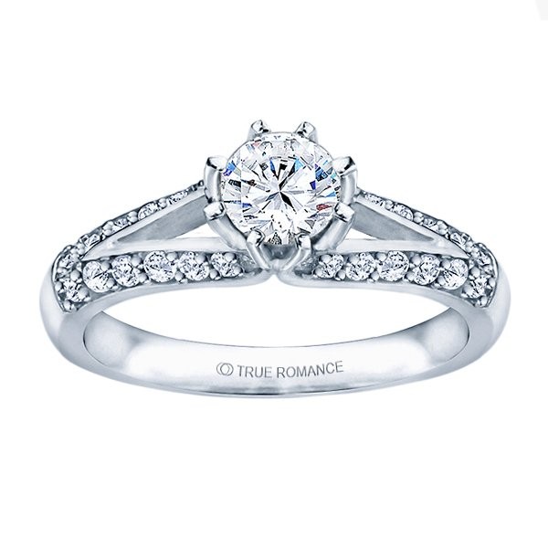 Me677 -14k White Gold Classic Semi Mount Engagement Ring