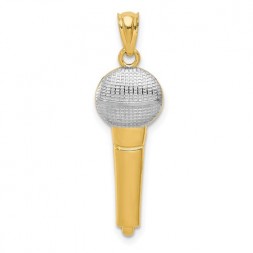 14k and Rhodium Microphone Pendant