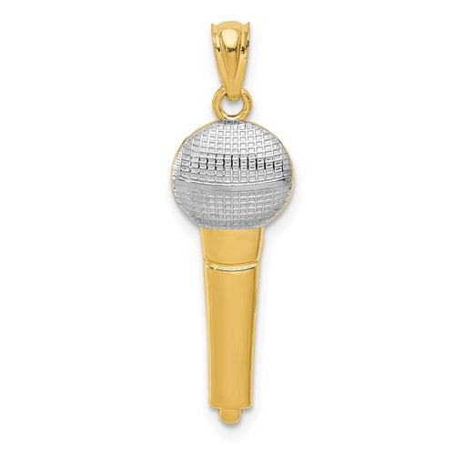 14k and Rhodium Microphone Pendant