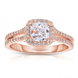 Rm1174cu-14k White Gold Cushion Cut Halo Diamond Split Shank Semi Mount Engagement Ring