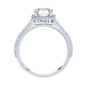 Rm1309-14k White Gold Cushion Cut Halo Diamond Semi Mount Engagement Ring