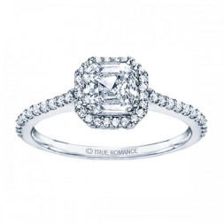 Rm1309-14k White Gold Cushion Cut Halo Diamond Semi Mount Engagement Ring