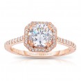 Rm1309rs-14k Rose Gold Round Cut Halo Diamond Semi Mount Engagement Ring