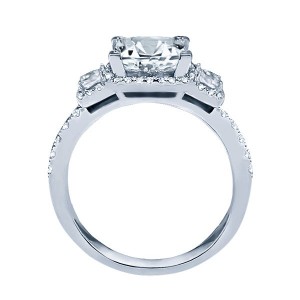 Rm1315-14k White Gold Princess Cut Halo Diamond Semi Mount Engagement Ring