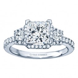 Rm1315-14k White Gold Princess Cut Halo Diamond Semi Mount Engagement Ring