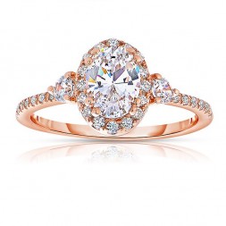 Rm1345vrs-14k Rose Gold Oval Cut Halo Diamond Semi Mount Engagement Ring