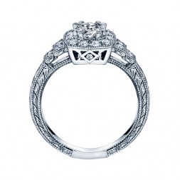 Rm1360cu -14k White Gold Cushion Cut Halo Diamond Vintage Semi Mount Engagement Ring