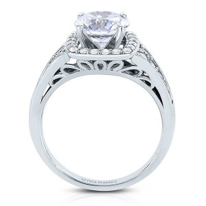 Rm1374x-14k White Gold Round Cut Halo Diamond Semi Mount Engagement Ring