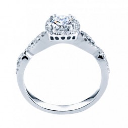 Rm1390-14k White Gold Round Cut Halo Diamond Infinity Semi Mount Engagement Ring