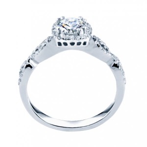 Rm1390-14k White Gold Round Cut Halo Diamond Infinity Semi Mount Engagement Ring