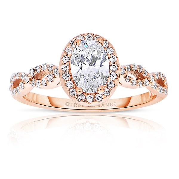 Rm1390vrs -14k Rose Gold Oval Cut Halo Diamond Infinity Semi Mount Engagement Ring
