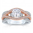 Rm1413tt -14k Rose Gold Round Cut Diamond Bi-pass Semi Mount Engagement Ring