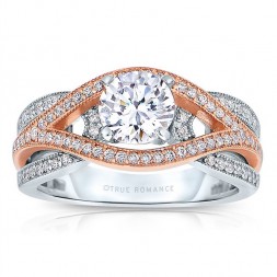 Rm1413tt -14k Rose Gold Round Cut Diamond Bi-pass Semi Mount Engagement Ring