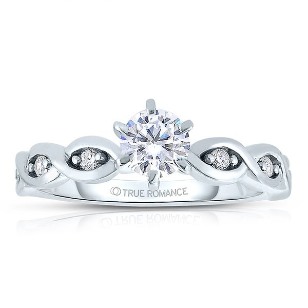 Rm1439 -14k White Gold Round Cut Diamond Infinity Semi Mount Engagement Ring