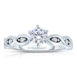 Rm1439 -14k White Gold Round Cut Diamond Infinity Semi Mount Engagement Ring